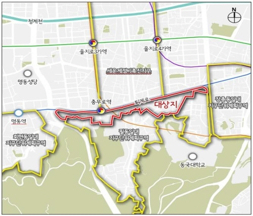 퇴계로변 지구단위계획구역 위치도. 자료 서울시